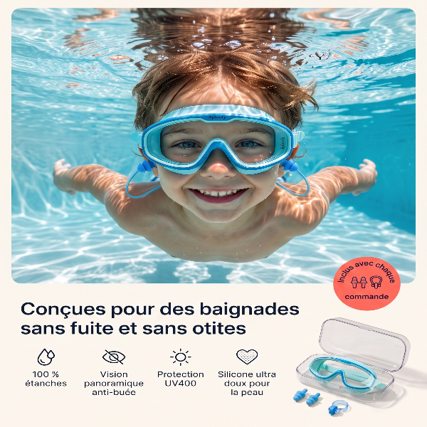 Masque de piscine enfant Spooly™ avec bouchons d'oreilles